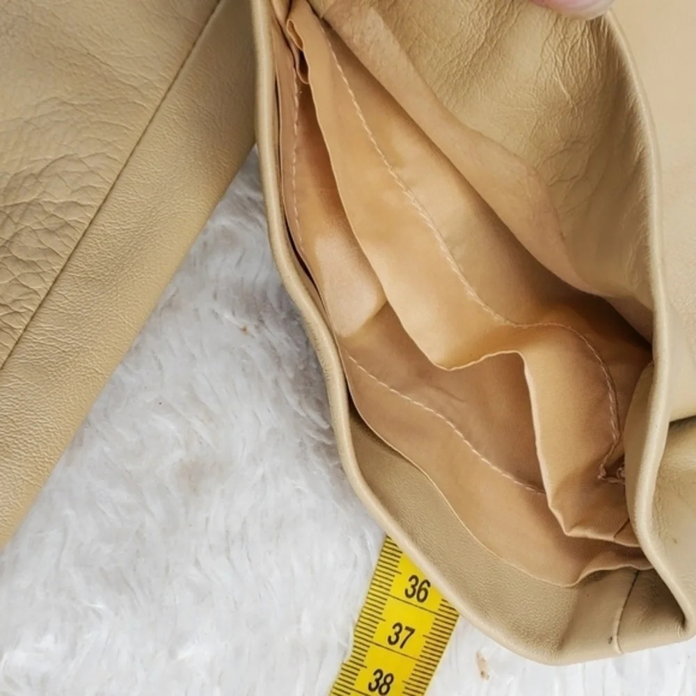 Vintage Dana Buchman Super Soft Trouser beige leather pants 8 - Picture 13 of 13